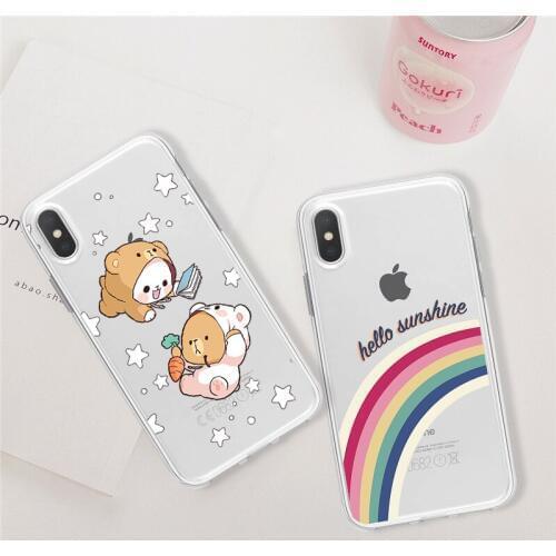 DIFFRBEAUTY Phone Case For iPhone XR 6 6s 7 8 Plus X XS MAX 5 5S SE Cute Rainbow Transparent Soft Phone Cover For iPhone 8 7