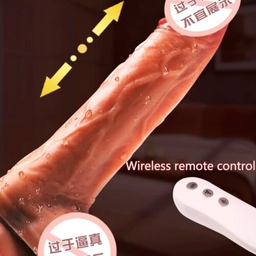 Wireless Remote Control Telescopic Rotation Real Skin Big Dildo Vibrator Heating G-Spot Stimulation Sex Toys Female Masturbator