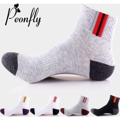 Peonfly Cotton High Quality Stripe Stitching Short Ankle Men Classic Mesh Sweat-absorbent Anti-friction Socks