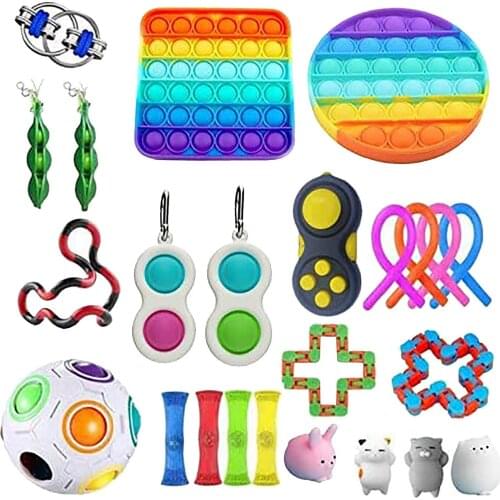 Sensory Fidget Toys Set Adult Kids Funny Antistress Toys Push Bubble Fidget Sensory Toy Autism Special Needs Stress Reliever Toy
