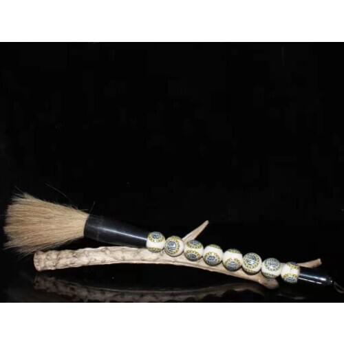 Collection Old Chinese Calligraphy Painting Inlaid Liuli bead Blessing Large Brush/17