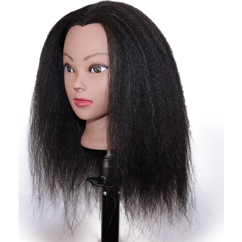 Mannequin Head With Real Hair And Adjustable Stand For Braiding Hair Training Hairart Barber Hairdressing Fashi