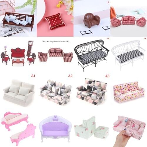 Mini Cute Sofa Pillows Cushions Couch Chair Set For Dolls Children Simulation 1:12 Dollhouse Furniture ToysMiniature Doll House