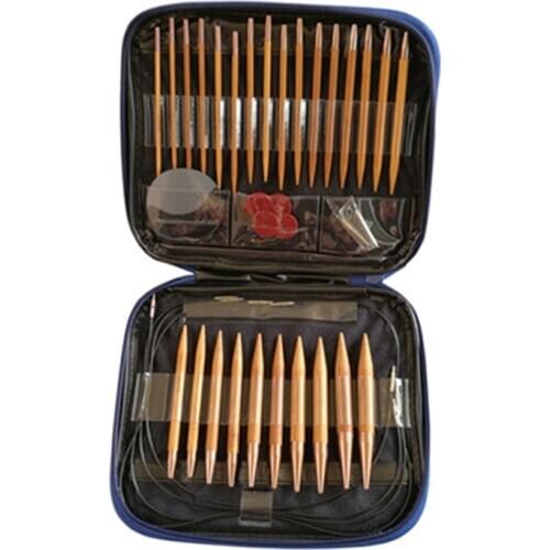 13 Pairs Knitting Needles Set Carbonized Bamboo Interchangeable Circular Weaving Sewing Tools Crochet Hooks for Yarn Needle