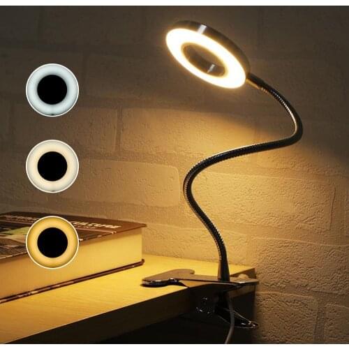 Clip On Desk Lamp USB Reading Light With 3 Light Mode 10 Dimmable Brightness Eye Caring Book Light Studying Light LED Clip Light