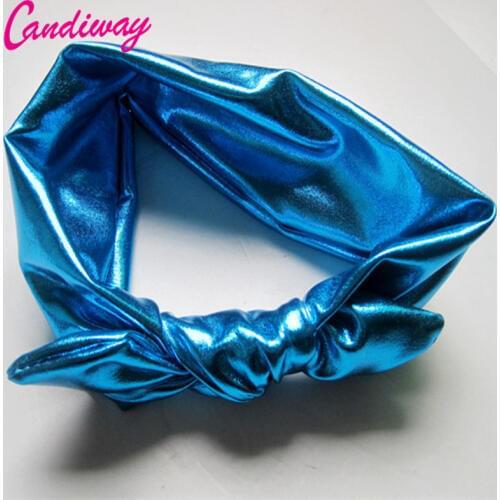 New Arrival Blue Kids Wrap Elastic Hairband Turban Rabbit Bowknot Headband Headwear Ring Hair Accessories Girls Headbands