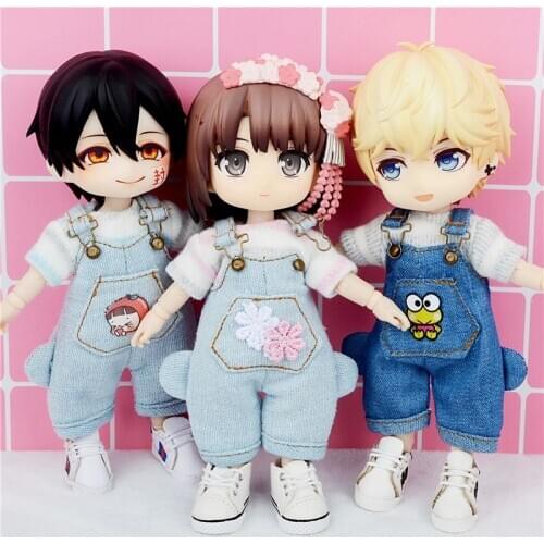 Ob11 doll dress for men and women printed ears cute overalls 1/12 BJD doll dress GSC doll clothes