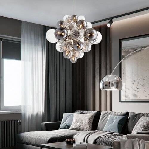Postmodern bedroom chandelier interior designer creative restaurant personality glass ball magic bean molecular art lamps