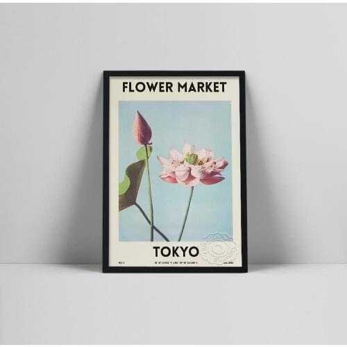 Retro Tokyo Flower Market Canvas Paitning Vintage Posters and Prints Modern Wall Art Picture for Bedroom Living Room Home Decor