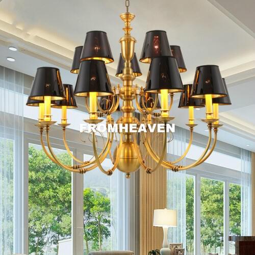 Nordic Modern Copper Pendant Lamp for Bedroom Dining Living Room American Copper Luxury Hanging Lamp Chandelier Pendant Fixtures