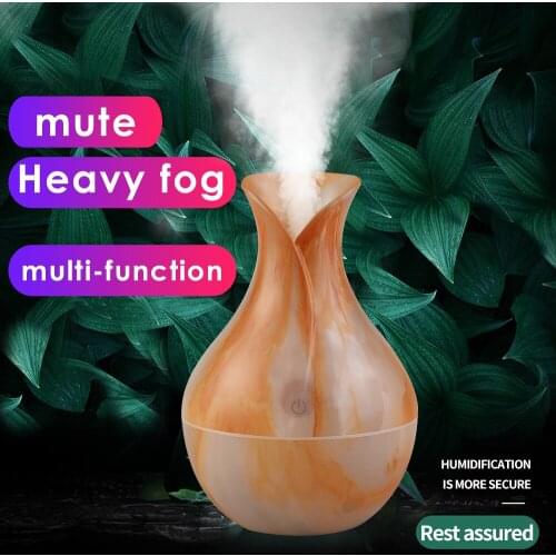 Air Humidifier Wood Mini Ultrasonic Diffuser Air Purifier Essential Oil Aroma Diffuser LED Light Night Air Freshener for Home
