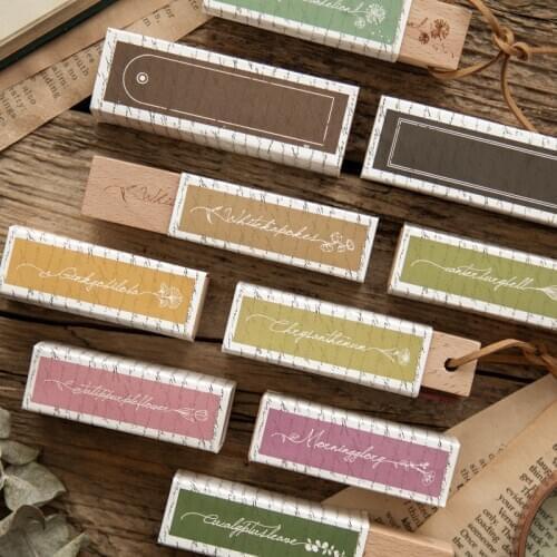Vintage English Label of Flowers Wood Stamp Planner Wooden Rubber Stamp Set Diy Scrapbooking Cards Decoration Embossing