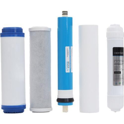 XMX-5Pcs 5 Stage Ro Reverse Osmosis Filter Replacement Water Purifier Cartridge Equipment With 50 Gpd Membrane Water Filter Kit