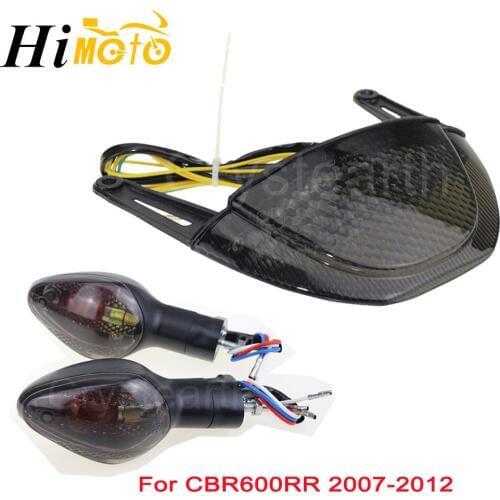 For Honda CBR600RR 2007 2008 2009-2012 Rear Tail Light Brake Turn Signals Integrated LED Light + 1 Pair Indicator Blinker Lamp