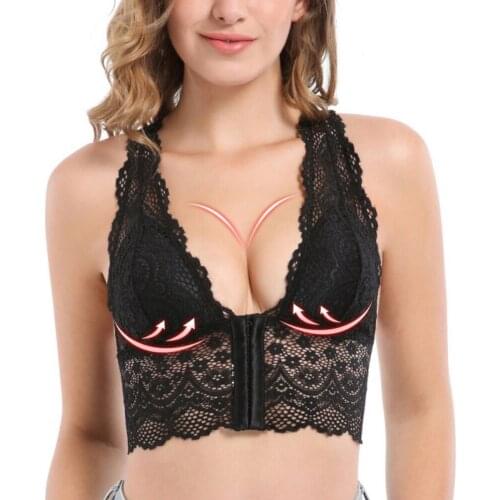 Women Comfort Bra Front Buckle Seamless Vest Lace Bra Beauty Back Large Size Adjustable Sports Breathable Bra Women Underwear