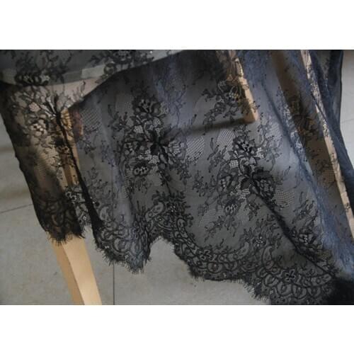 1 Yard Black Lace Fabric Chantilly Lace Fabric For Bridal Dress