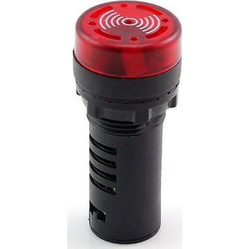 10) 12VDC 24VDC 36VDC 110VAC 220VAC 22mm Diameter Red LED Indicator Light with Buzzer 60mm Height