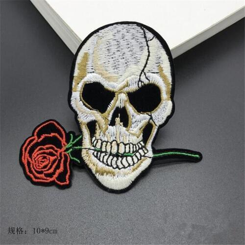 2pcs Rose skull embroidery cloth paste scarves decorative accessories Iron on patch hat modified label factory direct 10X9cm