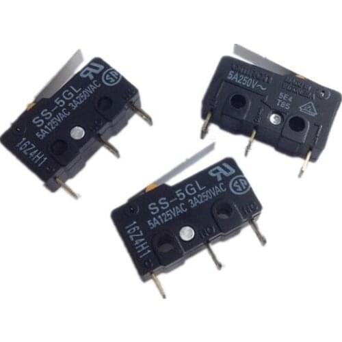 2pcs/lot Micro Switch SS-5GL 5A 125V 1.47N 3D Printers Parts 3A Mini Mouse Button Fretting Part Copper Accessories