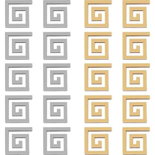 24 Pcs Removable Acrylic Mirror Setting Wall Sticker Decal Geometric Greek Key Pattern for Home Living Room Bedroom Decoration