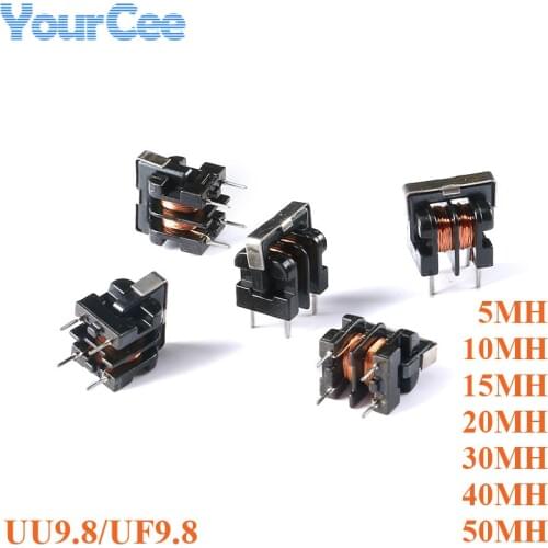 5PCS UU9.8 UF9.8 Common Mode Choke Inductor 5mH 10mH 15mH 20mH 30mH 40mH 50mH for Filter Inductance Pitch 7*8mm Copper Wire
