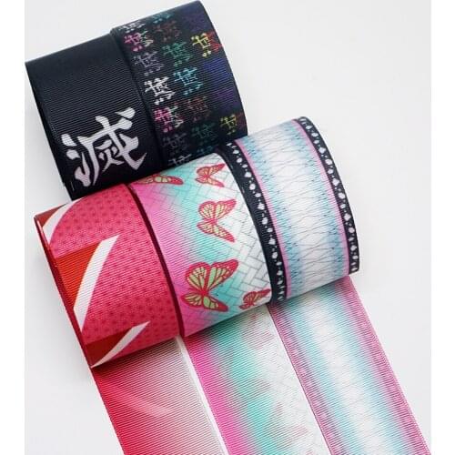 50 Yards Japan Anime Characters Double Side Printed Grosgrain Satin Ribbon 38941 43341