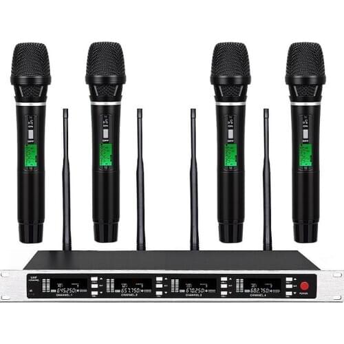 Bolymic 4 Microphone Wireless System Professional True Diversity Stage Performance Church Vocal Outdoor School Handheld