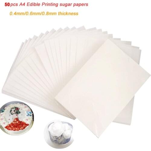 50pcs A4 Wafer Paper Blank Edible Icing Sugar Papers for Cake Decorating Edible Printing Kosher Paper Sugarcraft Baking Supply