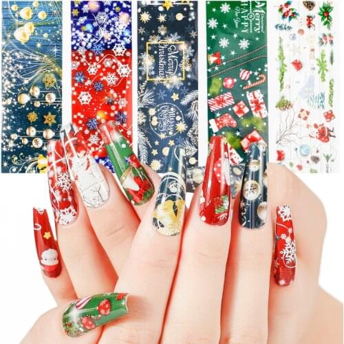 Paper Nail-Foil-Sticker Christmas-Decorations Nails Transfer Colorful Snow-Flower Starry Sky Halloween Nails Decals 3D DIY Tools