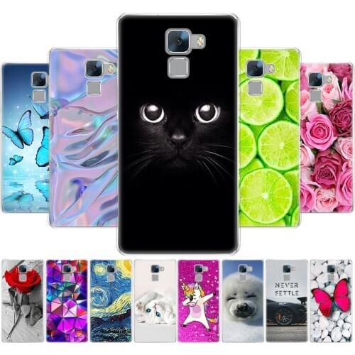 Cover phone case for huawei honor 7 soft tpu silicone back cover 360 full protective printing clear coque Cat flower