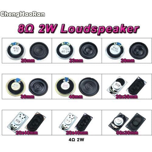 ChengHaoRan 2W 8R Loudspeaker Diameter 20mm 23mm 28mm 36mm 40mm Mini Round 2W 8R 8Ohm Speakers Thickness Small Horn