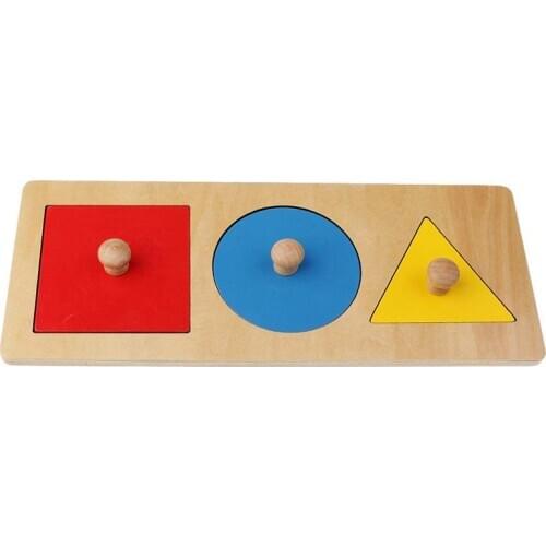 1 Kit Montessori Geometrie Wooden Toy - Educational Game Early Learning Toy for Child Baby (Round + triple-cornered- + Square)