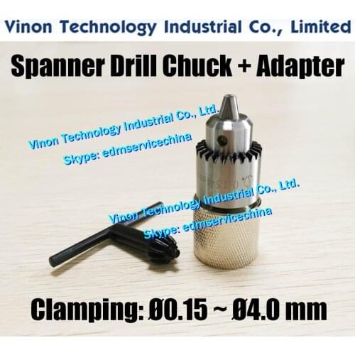 Edm E050 Spanner Drill Chuck+Female Adapter Set for Clamping Tube Ø0.15-Ø4.0mm for Small Hole EDM Machine