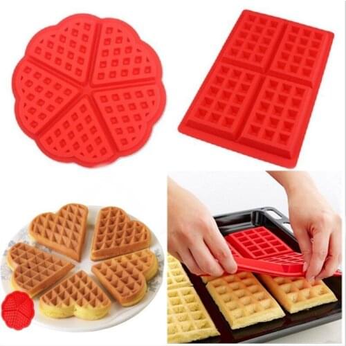 Waffle Mold Silicone Non-stick Baking Cake Mould Biscuit Maker Kitchen Baking Tool Silicone Square Heart Shape Waffle Bakeware
