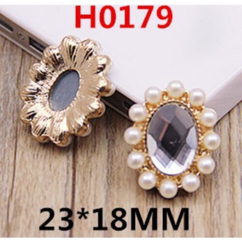 Hot sale Wholesale 20pcs/lot 23*18mm rhinestones button pearl button DIY mobile phone hair decoration Accessories YF126