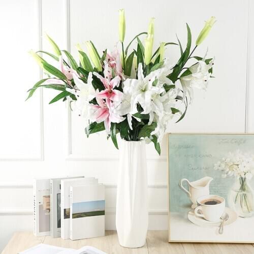 Artificial silk flowers fake lily branch 78cm long DIY creative bouquet as gift for friends teach & fresh living room decor