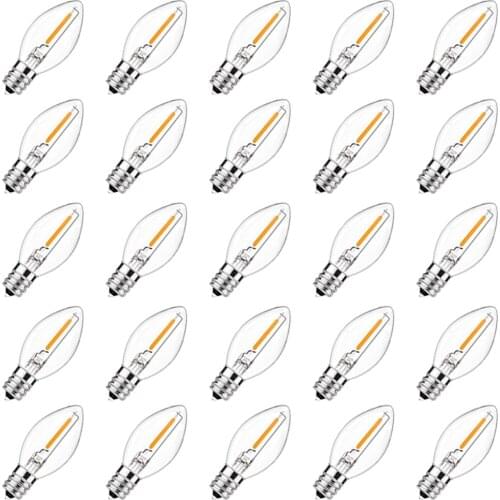 Candelabra LED Light Bulbs C7 Night Light Bulb E12 E14 Base 2700K Warm White 0.5W Clear Bulb 7W Incandescent Equivalent 50LM