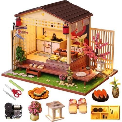 DIY Miniature Dollhouse Kit Doll House Furniture Japanese-style Assembled Model Kids Toys Christmas Gift Wooden House For Adult