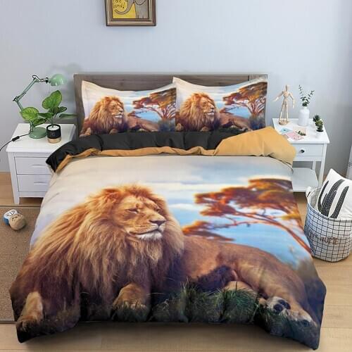 3D Lion Print King Bedding Set Custom Animal Adult Kids Queen Duvet Covers Comforter/Quilt/Blanket Cover Sets With Pillowcase