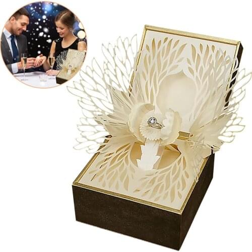 Ring Display Box Pop-up Flower Petals Paper Sculpture Ring Box Packaging Box Gift Exquisite Jewelry Gift Box For Women Wedding