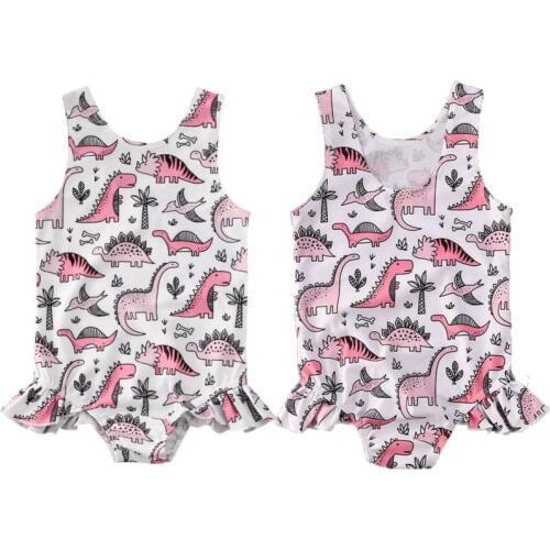 Citgeett Summer Fashion Toddler Infant Baby Kids Girls Dinosaur Swimsuit Swimwear Swimming Dinosaur Bodysuit Bikini 1-5Y