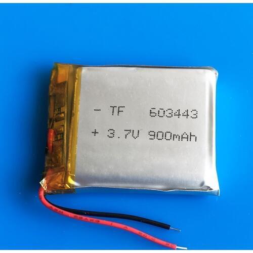 3.7V 900mAh 603443 lipo polymer li ion lithium rechargeable battery for MP3 GPS navigator DVD recorder headset e-book camera