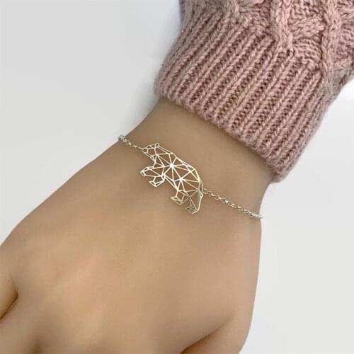 Mother bear gift, geometric bear bracelet, new mother gift, stainless steel origami bear necklace, mother bear jewelry gift