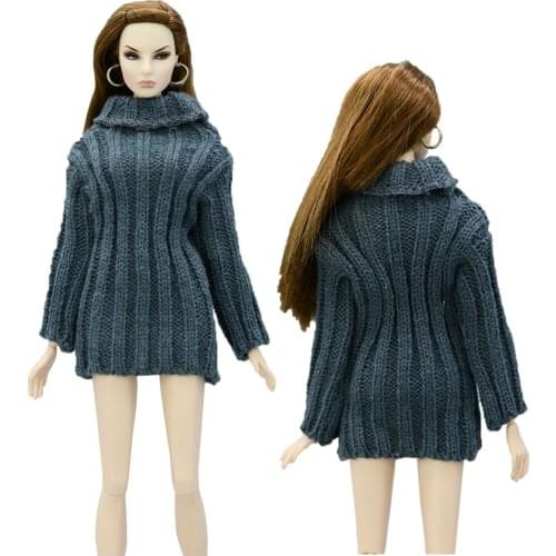 1 Pcs Blue Sweater Fashion Long Sleeve Coat For 1/6 Doll Handmade Dress Clothes For Barbie Doll Accessories Baby Toys