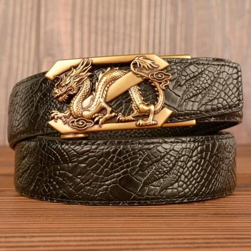 Luxury Z dragon designer automatic buckle mens belt high quality business mens genuine leather vintage dress belt