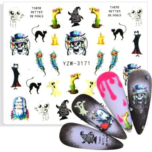 Halloween New Year Nail Sticker Ghost Skull Pumpkin Design Slider Decals For Nail Art Decorations Manicure Tools