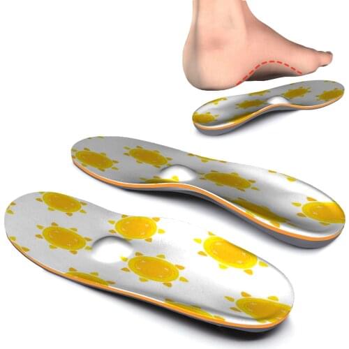 Orange Pattern Arch Supports Memory Foam Orthotics Inserts Relieve Flat Feet,High Arch,Foot Pain For Women Men