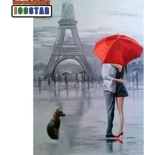 Scene Mosaic DIY diamond Painting crystal 3D Lovers & iffel Tower Decorative diamond embroidery square/round Rhinestone