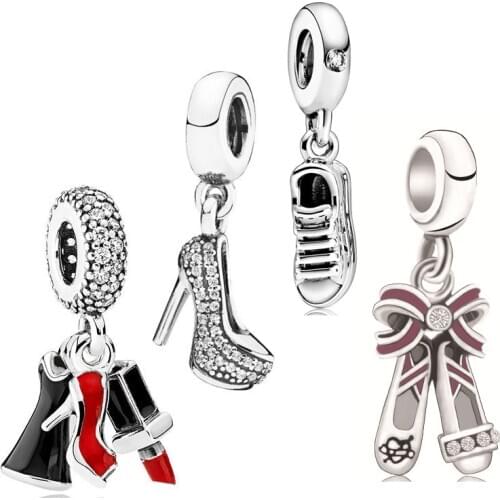 Fit Original Pan Charms Bracelet Girl High Heel Shoes Pendant Boy Sports Shoe Beads DIY Jewelry for Women Birthday Gift Berloque