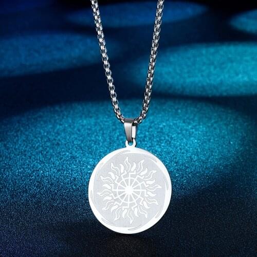 Chandle Viking Sun Wheel Medallion Stainless Steel Pendant Necklace